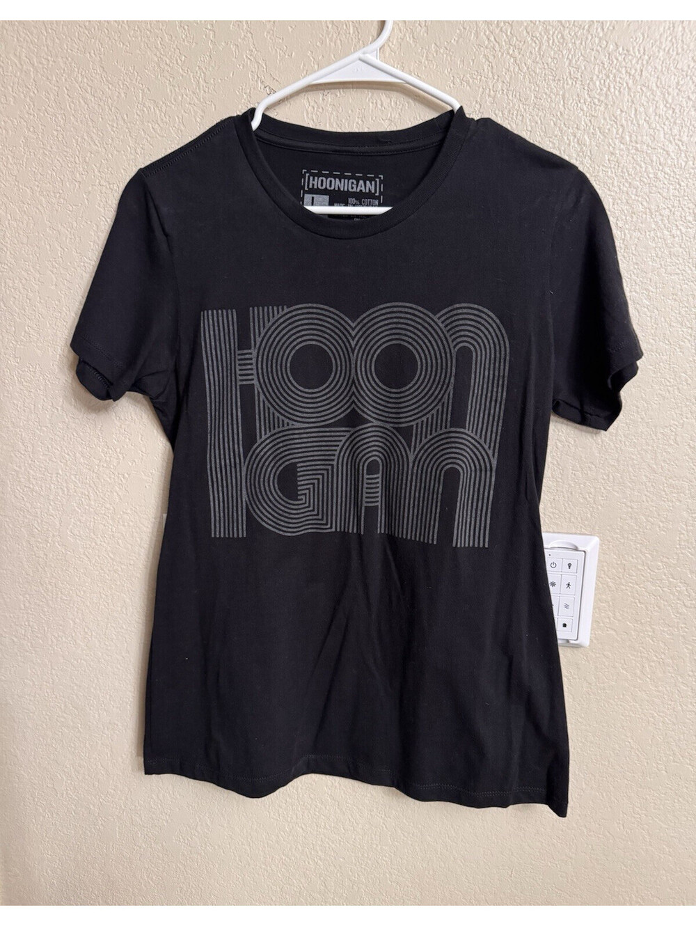 Hoonigan Black L Regular Fit Crew Neck Short Sleeve Graphic Logo Tee Womens